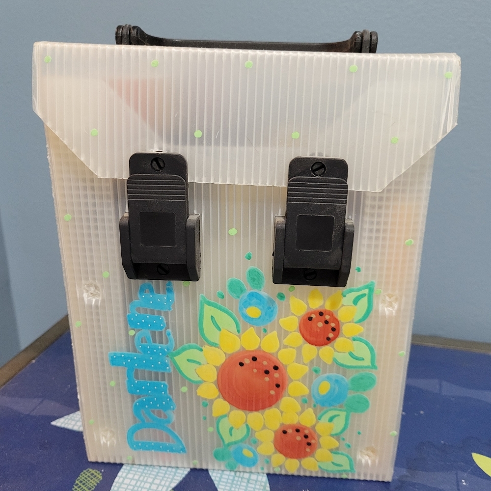 Vintage Colorful Marker Pen Storage Box Plastic 45 Pen Slots Personalize Darlene